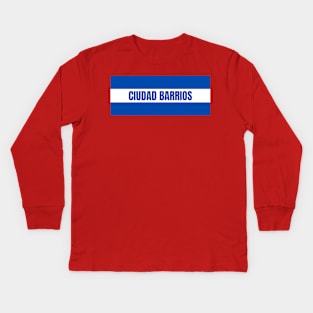 Ciudad Barrios City in El Salvador Flag Colors Kids Long Sleeve T-Shirt